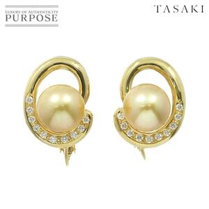 タサキ TASAKI 白蝶真珠 9.5mm ダイヤ 0.12/0.12ct イヤリング K18 YG イエローゴールド 750 パール 田崎真珠 Earrings Clip on 90219676