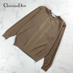 Christian Dior クリスチャンディオール ウール100% ポイント刺繍 ケーブルニット長袖セーター トップス レディース サイズM*MC275