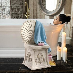 ヴィラ チボリ スパ用スツール彫像浴室用椅子彫刻置物フィギュアホームオブジェプレゼント贈り物輸入品
