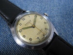 1940年代 PIERCE ブルースチール夜光針 スイス製アンティーク手巻腕時計 稼働品 注油済み 