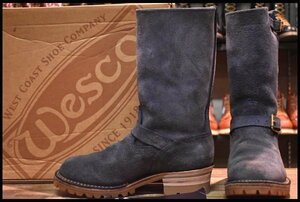 【8E 箱付 良品 15年】WESCO ウエスコ カスタムボス ネイビーラフアウト ハニーソール 11インチハイト エンジニア ブーツ HOPESMORE