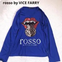 rosso by VICE FARRY スパンコール付 プリント ロンT L 青
