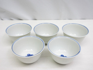 ★YC4905　湯呑茶碗　5客セット　花模様　茶道具　湯呑　茶器　湯のみ　和食器　昭和レトロ　送料無料★