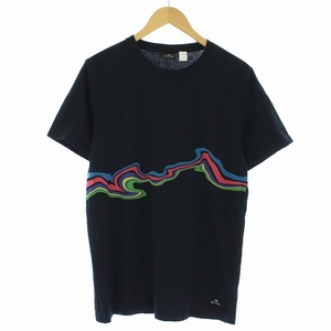 ピーエスポールスミス PS Paul Smith Tシャツ カットソー 半袖 プリント ライン M 黒 ブラック /TK メンズ