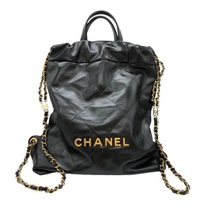 シャネル CHANEL CHANEL22 バックパック AS3859 ブラック ゴールド金具 カーフ カーフスキン リュック・デイパック レディース 中古