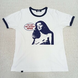 【送料無料】1円スタート ヒステリックグラマー ガールプリント リンガーTシャツ メンズMサイズ