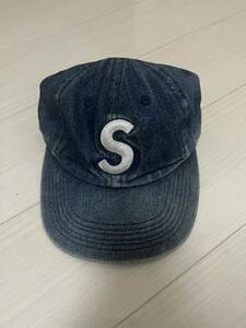 【1円】良好 国内正規 Supreme 17SS Washed Denim S-Logo 6-Panel Cap Sロゴ 6パネルキャップ ウォッシュドデニム Blue ブルー 青 Free