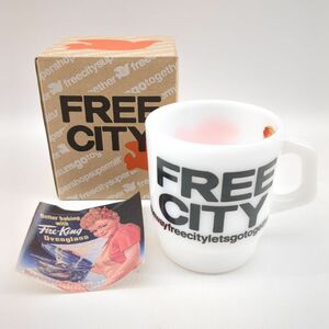 未使用品　ファイヤーキング　マグカップ　FREE CITY　日本製　ミルクグラス　HERITAGE　Fire King ◆3109/宮竹店