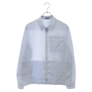 DIOR ディオール Stripes Long Sleeves Cotton Bridal Logo Luxury Shirts 413C503A5978 ストライプ柄 ジップアップ 長袖シャツ ブルー