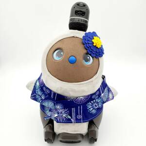 ラボット LOVOT ラボットの服ハンドメイド　花火柄甚平+お花コサージュセット （ネイビー）