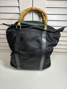 GUCCI グッチ 000-1998-0508トート ハンド バッグ ナイロン バンブー 保存袋付き 