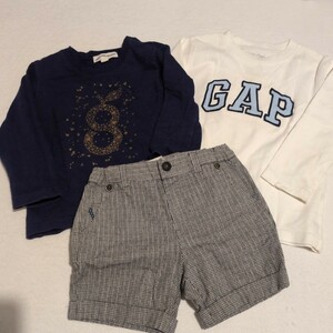 ★Gap長袖 Tシャツ+美品ユナイテッドアローズ　プリントトレーナー+美品ZARAチェックショートパンツ95cm★ 子供服 男の子