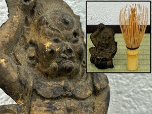 中国古玩 古墨 降三世明王型 細密彫刻 書道具 骨董品 美術品 5914lbyN