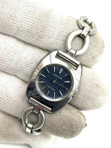 【電池切れ】CITIZEN　シチズン　4-350201　クォーツ腕時計　シルバー　青文字盤　レディース ケース2.2　全長16