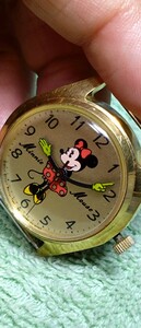 アンティーク 稼働品　腕時計　手巻き式　ディズニー　Minnie　Mouse　5000-6030【トップのみ　ベルト欠品　訳ありジャンク】