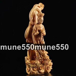 超美品 渡海観音菩薩像 木彫り 仏像 招財開運 鎮宅辟邪 精密細工