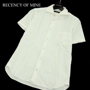 RECENCY OF MINE アバハウス 春夏 ホリゾンタルカラー★ 半袖 シャツ Sz.44　メンズ 白 日本製　A3T08457_7#A