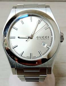 GUCCI　パンテオン　115.2　自動巻　オートマティック　シルバー文字盤　デイト　メンズ腕時計　店舗受取可