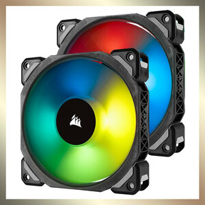 【2個セット 動作良好】Corsair ML120 Pro RGB LED 120mm PWM PCケースファン ブラック CO-9050076-WW iCUE対応 磁気浮上ベアリング 正規品