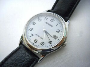 腕時計 REGUNO SOLAR-TECH メンズ デイト E111-T017231 白文字盤 動品