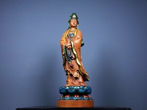 ◆古寳堂◆清 花梨木製 細密彫 觀音菩薩像 仏教古美術 供養品 極細工 古置物 古擺件 中国古美術 時代物 古董品