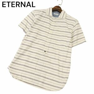 ETERNAL 備中倉敷工房 倉 エターナル 春夏 半袖 【麻 リネン混】 ボーダー ポロシャツ Sz.38　メンズ 日本製　C4T03686_4#A