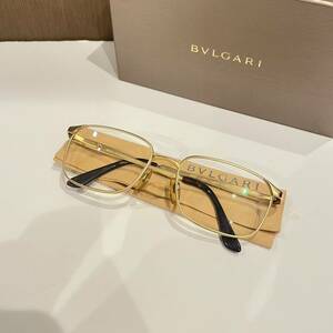 美品 BVLGARI ブルガリ 金属フレーム スクエア 眼鏡 メガネ