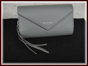 9451TS 【本物保証】 美品 BALENCIAGA バレンシアガ ペーパーマニー 長財布 371661 グレー レザー