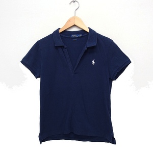 ポロ ラルフローレン POLO RALPH LAUREN 国内正規品 ポロシャツ 半袖 開襟 コットン 綿 M ネイビー 紺 /FT26 レディース