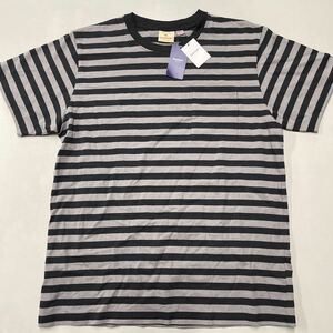 Goodwear グッドウェア ボーダー Tシャツ シンプル 未使用 XLサイズ ポケT ポケット付きTシャツ メンズ USAコットン使用 グレー ブラック