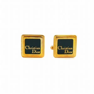 クリスチャンディオール Christian Dior カフスボタン カフリンクス スウィヴル式 ロゴ 黒 ブラック ゴールドカラー /KU メンズ