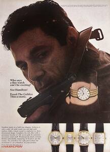稀少！時計広告/1966年ハミルトン 時計広告/Hamilton Watches/Q