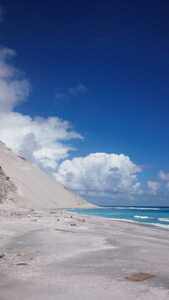 希少、伊豆諸島・新島の海岸(白ママ断層)の砂(コーガ石)、瓶入り