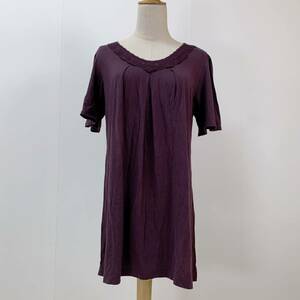 S1697 UNIQLO ユニクロ レディース チュニック 半袖 ゆるふわ L 紫 刺繍 上品 シンプル ガーリーカラフルコーデ