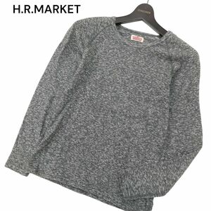 H.R.MARKET ハリウッドランチマーケット H刺繍 長袖 ストレッチ フライス カットソー Tシャツ Sz.1　メンズ グレー 日本製　C4T00703_1#C