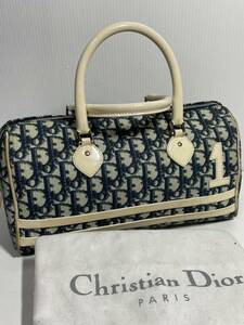 a a58■ Christian Dior トロッターハンドバッグ ミニボストンバッグ ネイビー 保管袋付