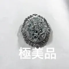 【美品】ブローチ 水色 花 シルバー