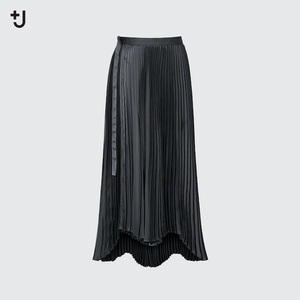 【新品・W70・ダークグレー】ユニクロ×ジル・サンダー +J プリーツラップロングスカート JIL SANDER 揺れる裾が着こなしを美しく見せる