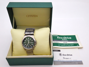 CITIZEN シチズン ECO DRIVE エコドライブ H100-T014844 電波ソーラー チタン 黒文字盤 デイデイト メンズ腕時計