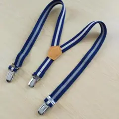 美品　キッズ　サスペンダー　ネイビー　キャメル