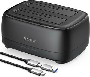 ORICO HDDスタンド 2台搭載 40TB HDD SSD クローン/コピー 2.5/3.5インチ WD Crucial SanDisk SSD HDD対応 SATA-USB C PS5 Xbox DD28C3-C