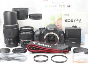 ★【限定！極上美品 一眼レフスターティングセット】 Canon EOS Kiss X5 ★ EF-S18-55mm IS EF55-200mm II USM