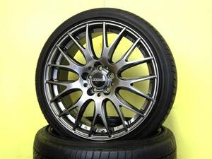 S3785 中古 4本 レイズ RAYS HOMURA 2X9 PLUS 7.5J +50 5H 100 シルバー 215/40R18 プリウス ウィッシュ カローラツーリング インプレッサ