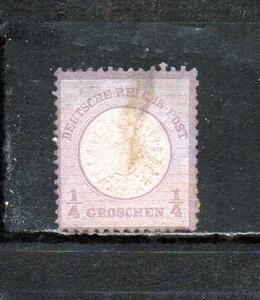 194059 ドイツ帝国 1872年 普通 鷲の紋章 エンボス 大ワッペン 0.25G 灰味バイオレット 使用済