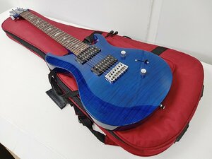 [7D-64-017] エレキギター PRS SE Custom 24 7弦モデル Blue 韓国製 本体+ケース付き 動作確認済 中古