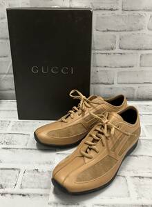 美品 / GUCCI / グッチ / スニーカー / レザースニーカー / 表記サイズ:36 1/2 /約23.5cm / 111 6107 / ベージュ / 箱あり