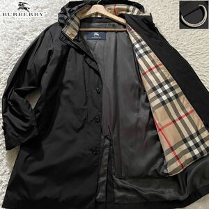 極美品/Lサイズ●バーバリー ロンドン ライナー付 ナイロンコート スタンドカラー BURBERRY LONDON フード収納 ノバチェック 春 スプリング