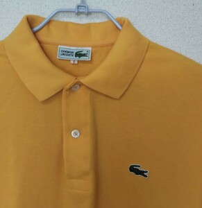 【サイズ5】ラコステ LACOSTE ポロシャツ L 山吹色 L1212 80’sビンテージ 日本製 正規品 文字ワニ 半袖シャツ ゴルフウェア フレラコ