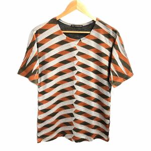 ISSEY MIYAKE MEN 半袖 ボーダー プリーツ カットソー サイズ2 ME33JK134 イッセイミヤケメン Tシャツ