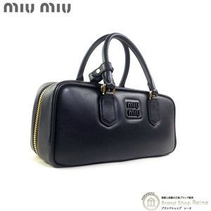 ミュウミュウ （MIUMIU） アルカディ レザー ハンド ショルダー バッグ 5BB148 ブラック（新品同様）中古